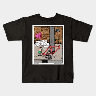 Kid And His Bike Funny Cartoon Novelty Gift Kids T-Shirt